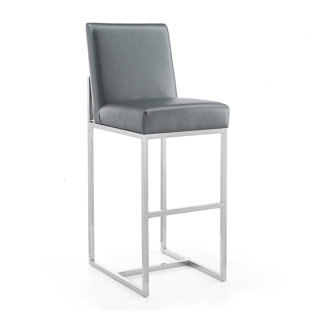 Manhattan Comfort Element 42"H Graphite & Polished Chrome Stainless Steel Bar Stool
