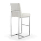Manhattan Comfort Element 42"H Pearl White & Polished Chrome Stainless Steel Bar Stool