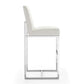 Manhattan Comfort Element 42"H Pearl White & Polished Chrome Stainless Steel Bar Stool