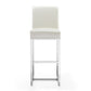 Manhattan Comfort Element 42"H Pearl White & Polished Chrome Stainless Steel Bar Stool