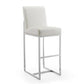 Manhattan Comfort Element 42"H Pearl White & Polished Chrome Stainless Steel Bar Stool