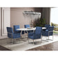 Manhattan Comfort Element Blue Velvet Dining Armchair