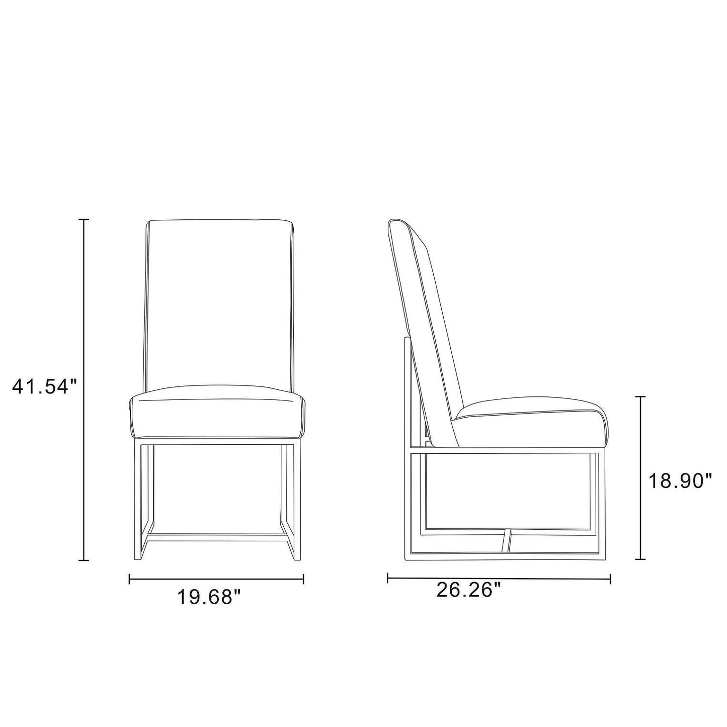 Manhattan Comfort Element Blue Velvet Dining Chair