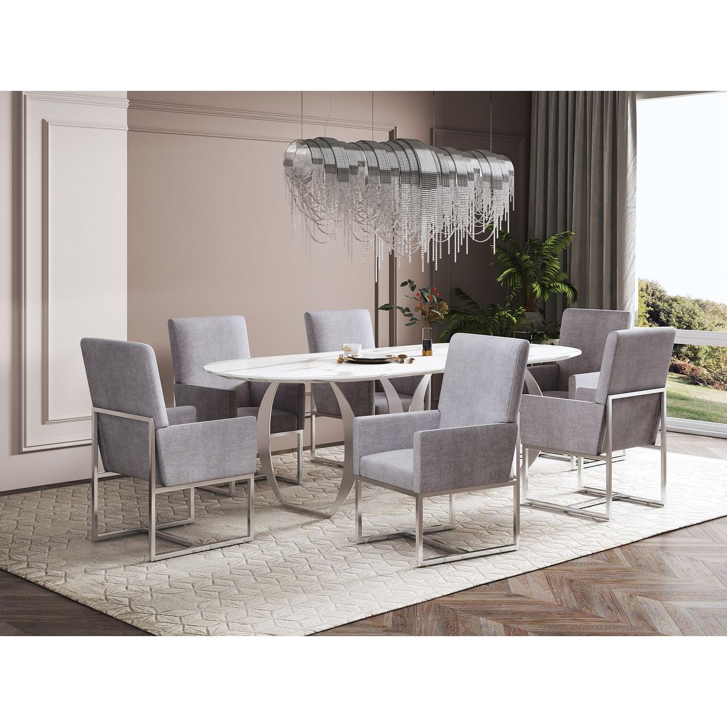 Manhattan Comfort Element Gray Velvet Dining Armchair