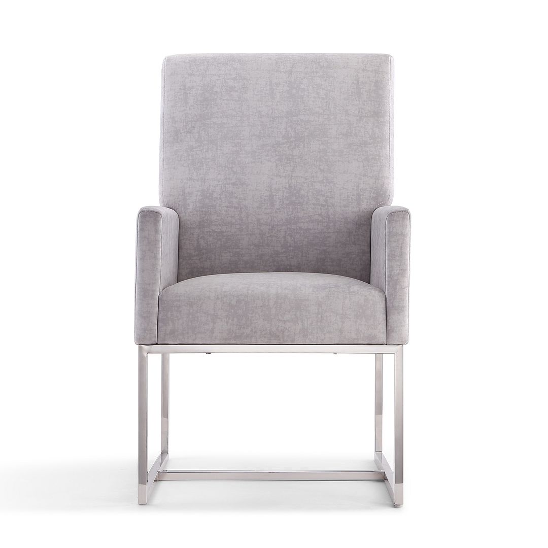 Manhattan Comfort Element Gray Velvet Dining Armchair