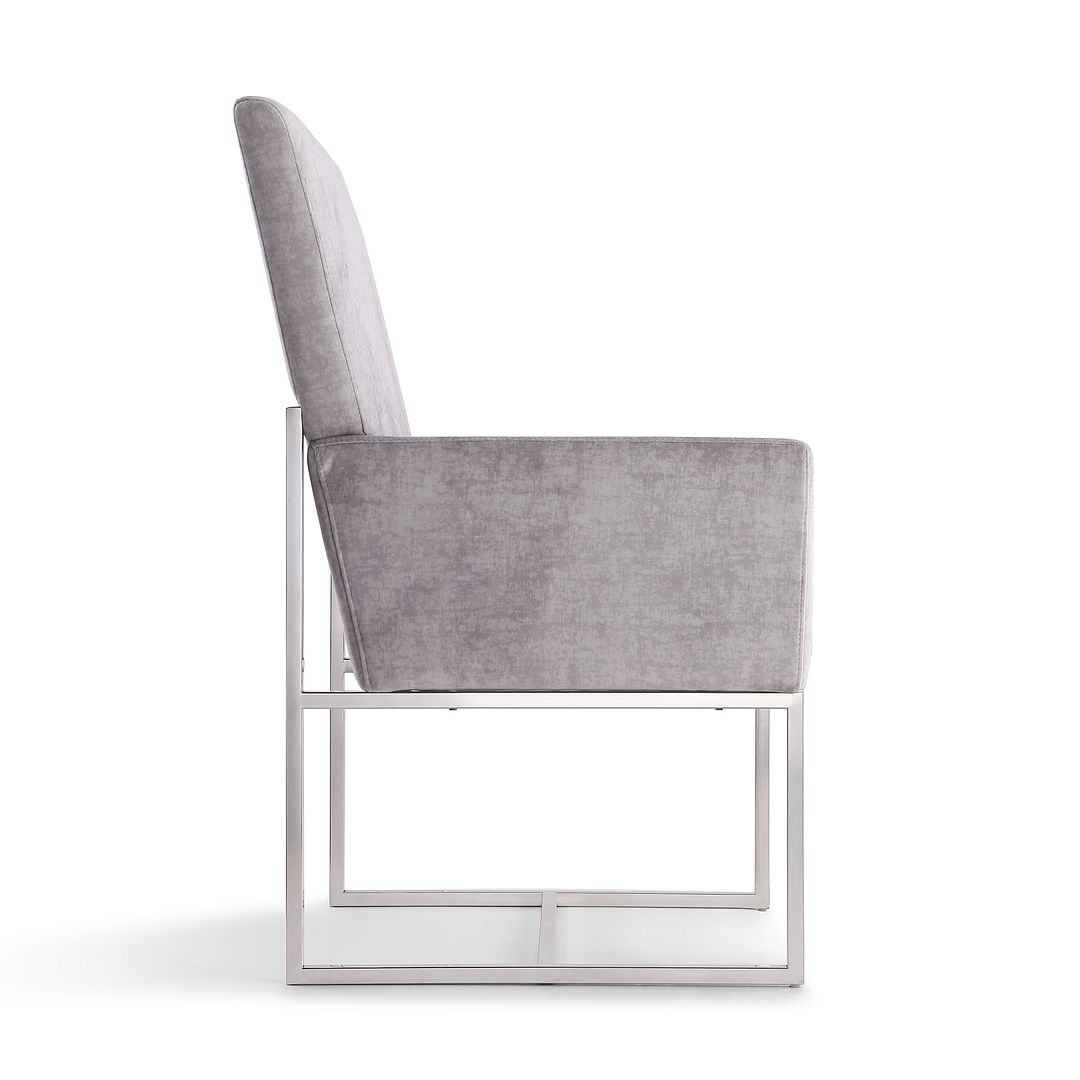 Manhattan Comfort Element Gray Velvet Dining Armchair