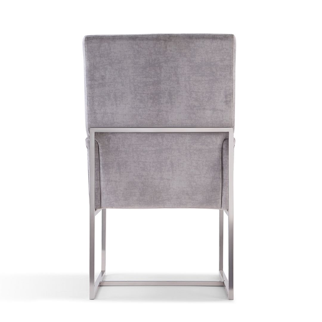 Manhattan Comfort Element Gray Velvet Dining Armchair