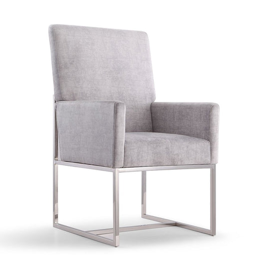 Manhattan Comfort Element Gray Velvet Dining Armchair