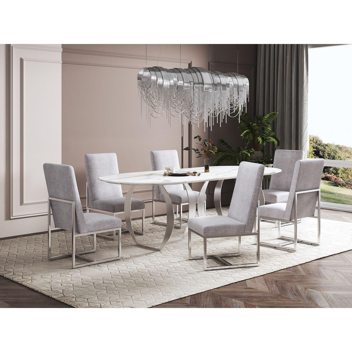 Manhattan Comfort Element Gray Velvet Dining Chair