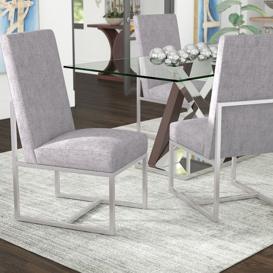 Manhattan Comfort Element Gray Velvet Dining Chair