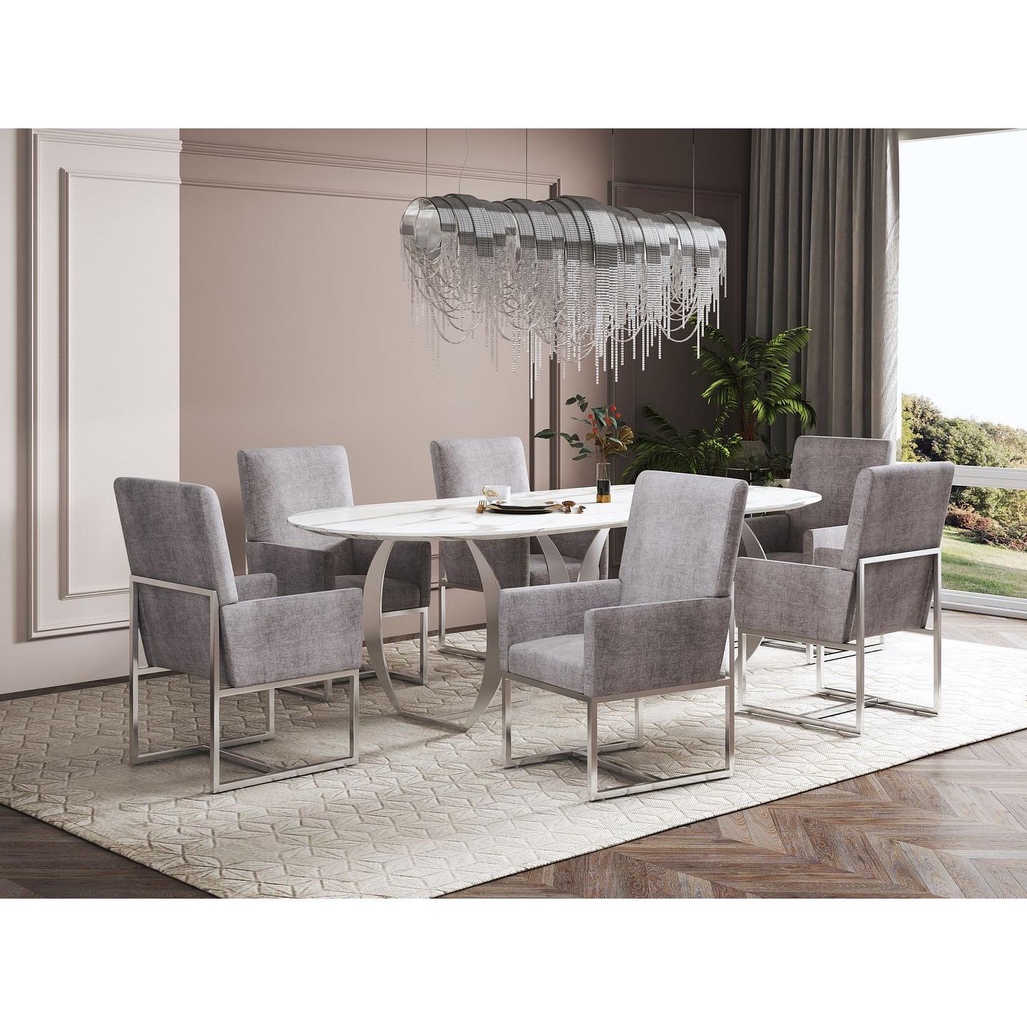 Manhattan Comfort Element Steel Velvet Dining Armchair