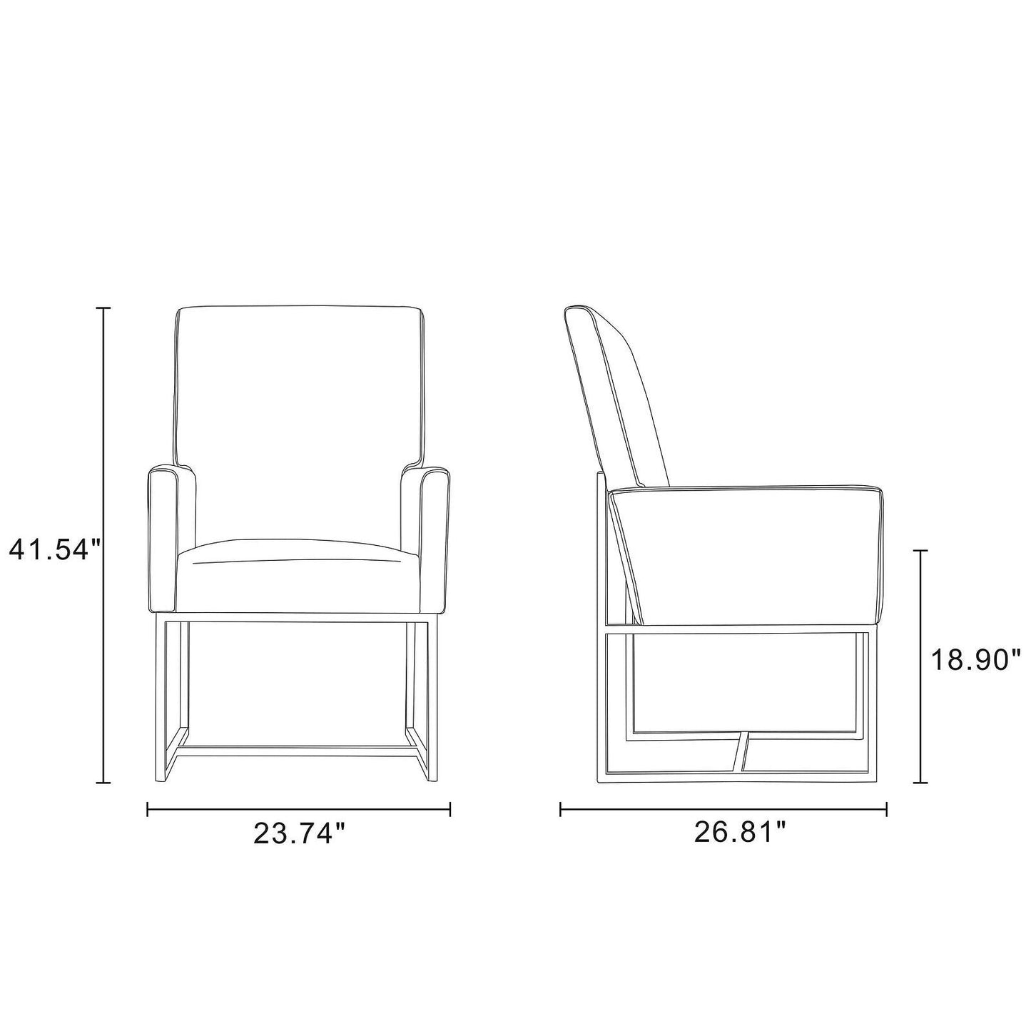 Manhattan Comfort Element Steel Velvet Dining Armchair