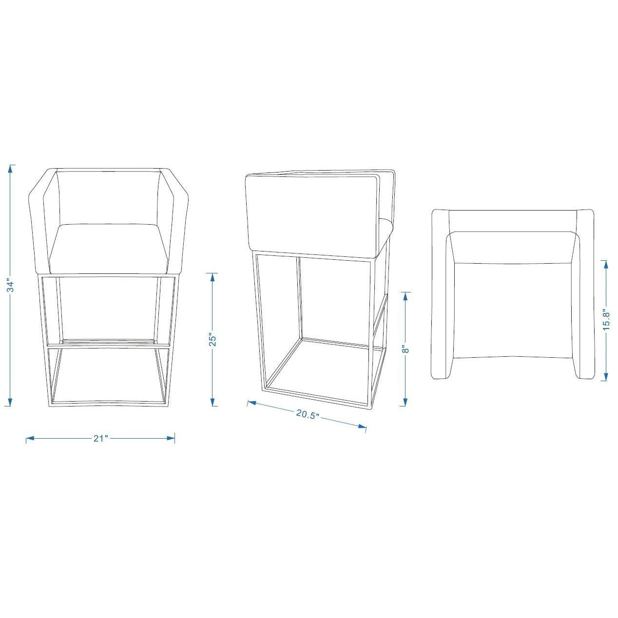 Manhattan Comfort Embassy 34" Metal Counter Height Bar Stool In Clay