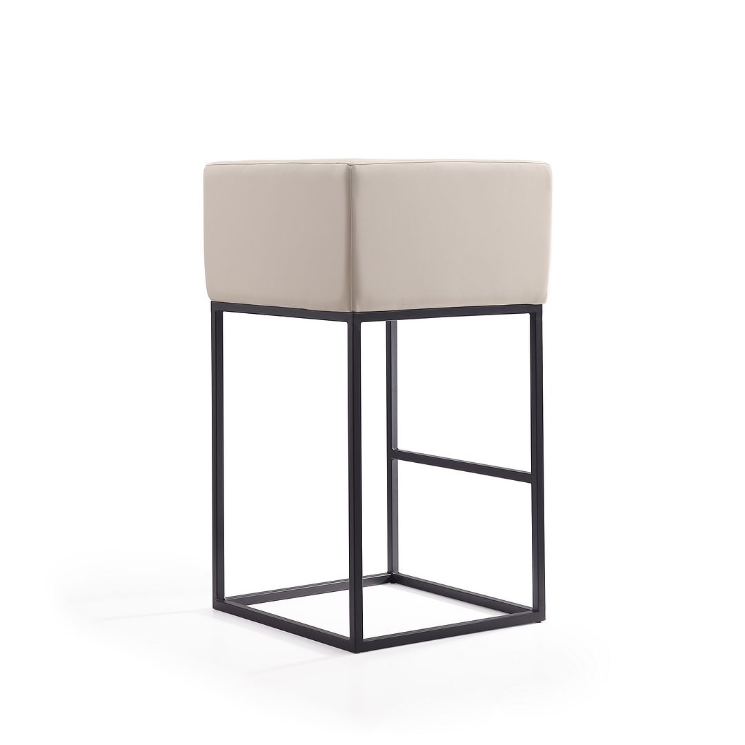 Manhattan Comfort Embassy 38"H Cream & Black Metal Barstool