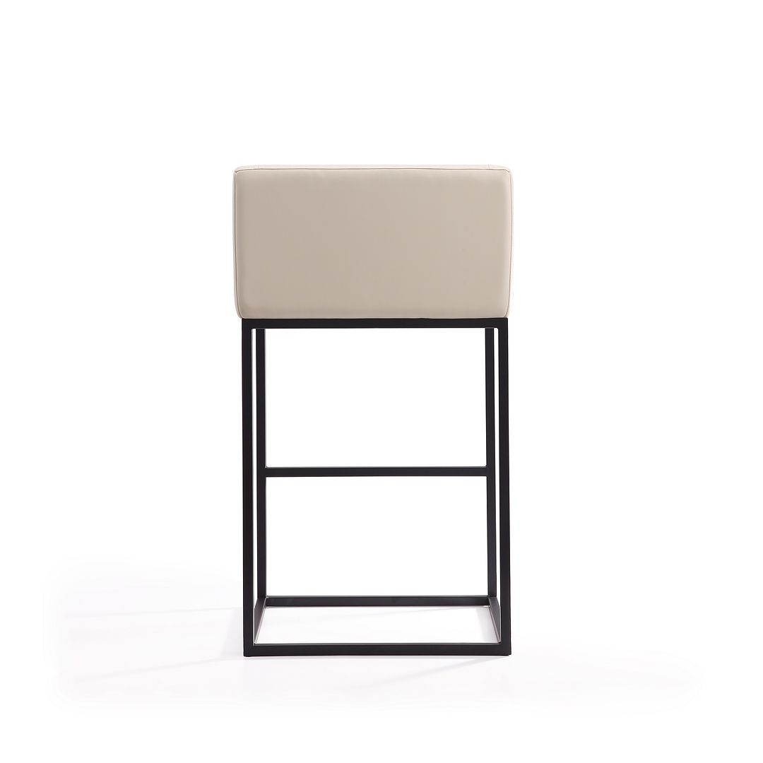Manhattan Comfort Embassy 38"H Cream & Black Metal Barstool