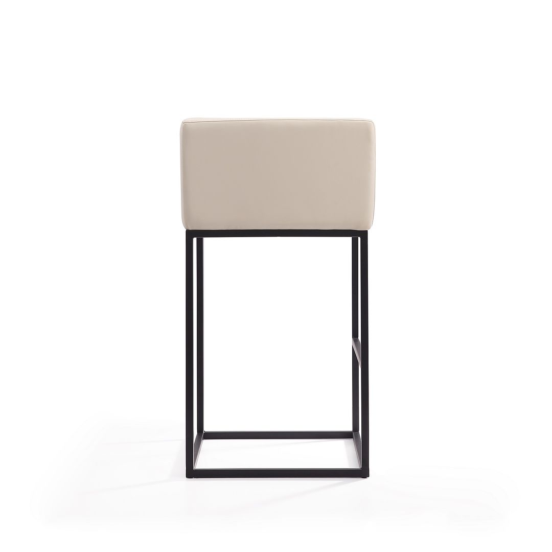Manhattan Comfort Embassy 38"H Cream & Black Metal Barstool