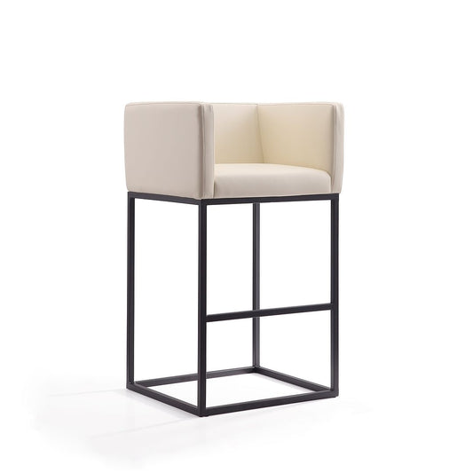 Manhattan Comfort Embassy 38"H Cream & Black Metal Barstool
