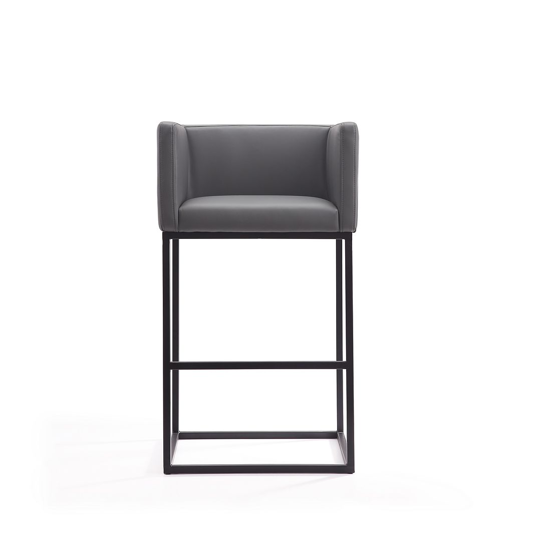 Manhattan Comfort Embassy 38"H Gray & Black Metal Barstool