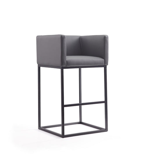 Manhattan Comfort Embassy 38"H Gray & Black Metal Barstool