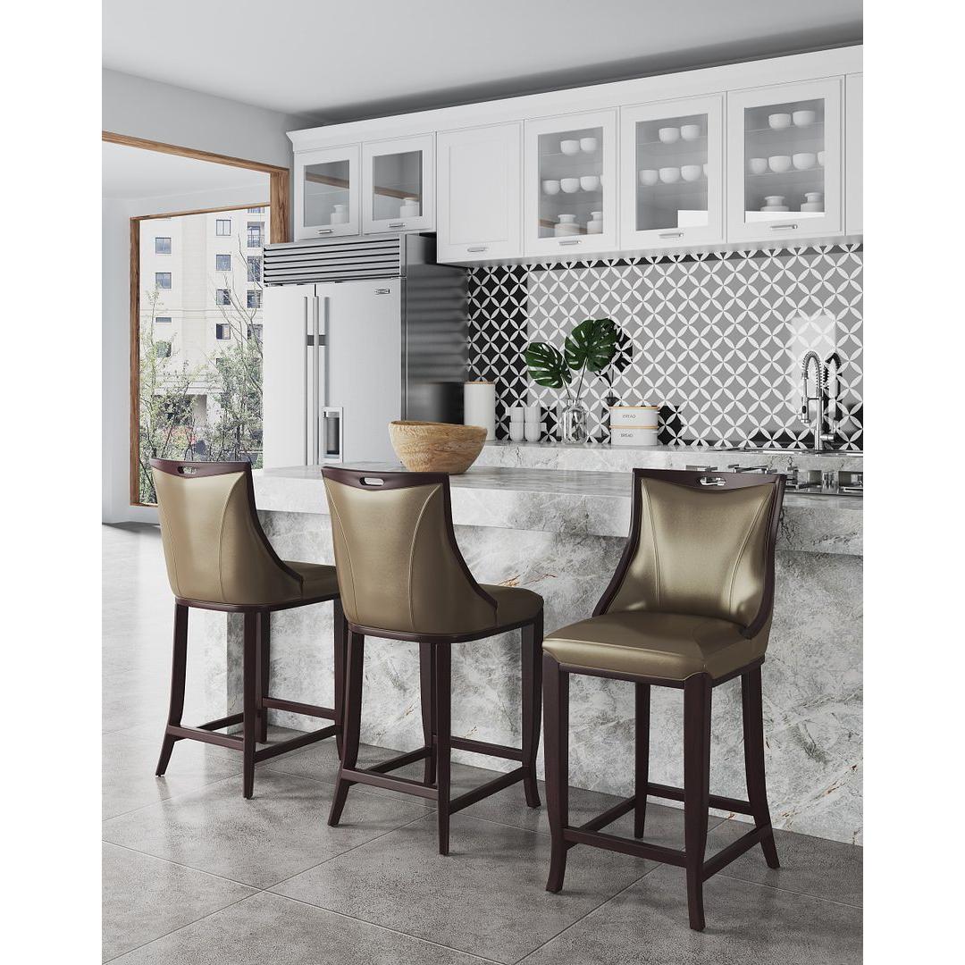 Manhattan Comfort Emperor 41"H Bronze & Walnut Beech Wood Bar Stool
