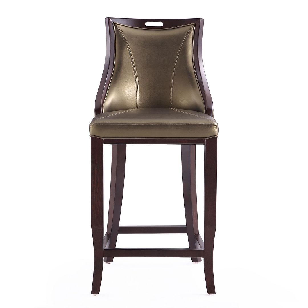 Manhattan Comfort Emperor 41"H Bronze & Walnut Beech Wood Bar Stool