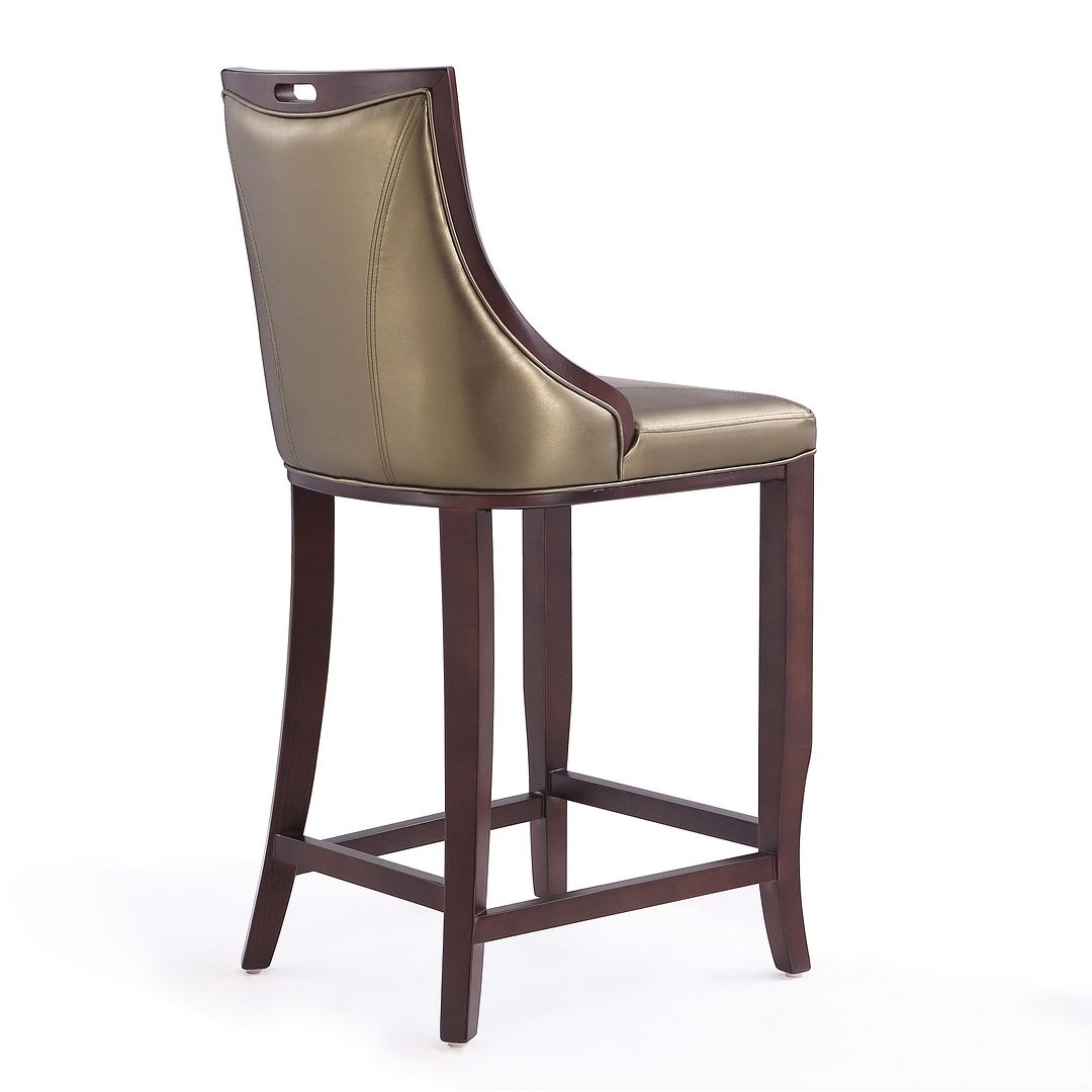 Manhattan Comfort Emperor 41"H Bronze & Walnut Beech Wood Bar Stool