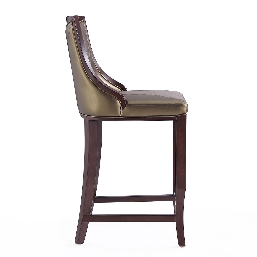 Manhattan Comfort Emperor 41"H Bronze & Walnut Beech Wood Bar Stool