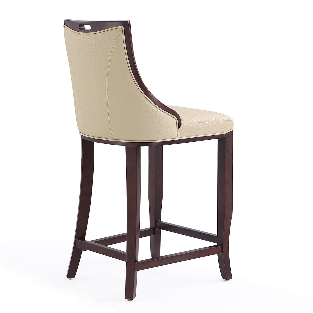 Manhattan Comfort Emperor 41"H Cream & Walnut Beech Wood Bar Stool