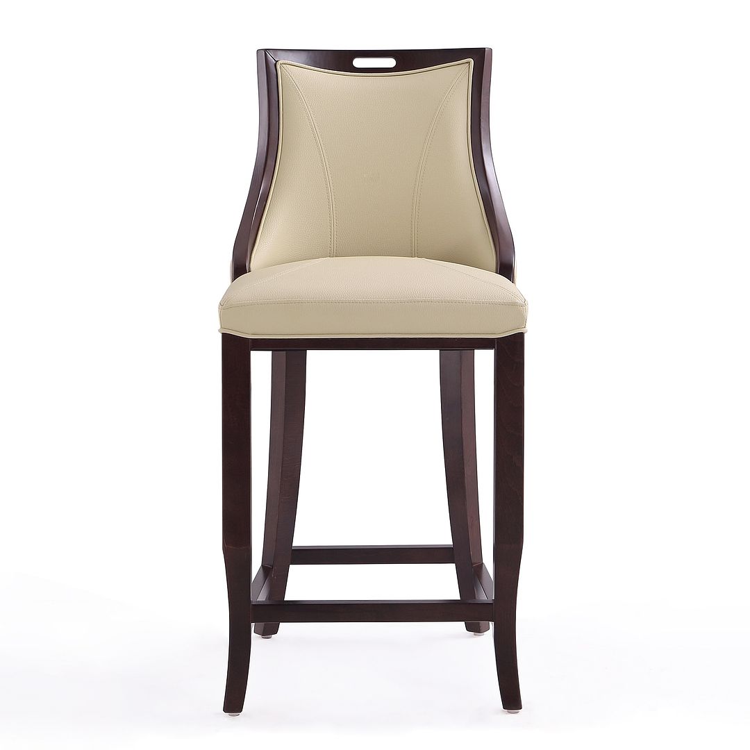 Manhattan Comfort Emperor 41"H Cream & Walnut Beech Wood Bar Stool