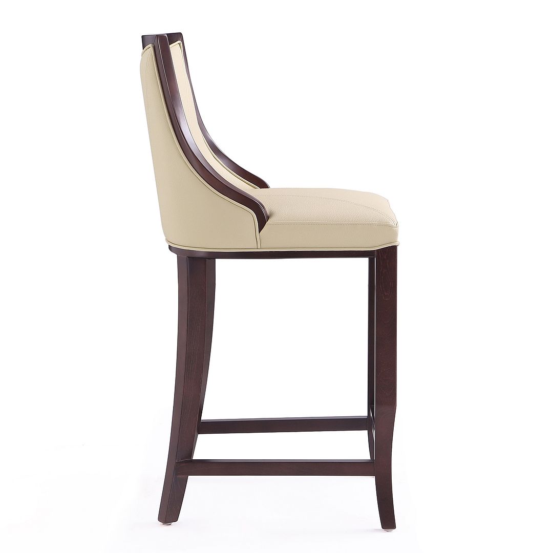 Manhattan Comfort Emperor 41"H Cream & Walnut Beech Wood Bar Stool