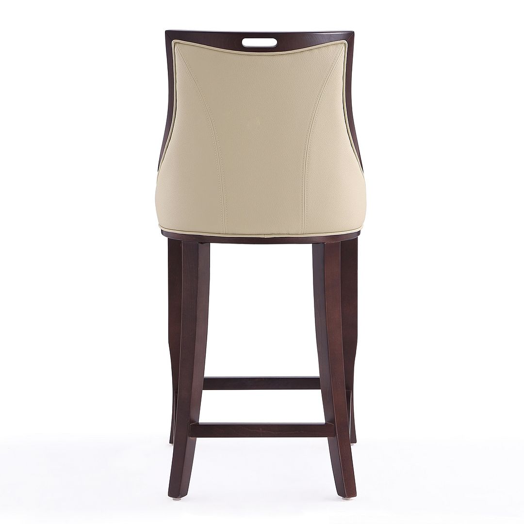 Manhattan Comfort Emperor 41"H Cream & Walnut Beech Wood Bar Stool