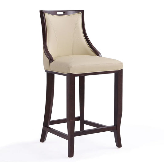 Manhattan Comfort Emperor 41"H Cream & Walnut Beech Wood Bar Stool