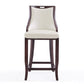 Manhattan Comfort Emperor 41"H Pearl White & Walnut Beech Wood Bar Stool