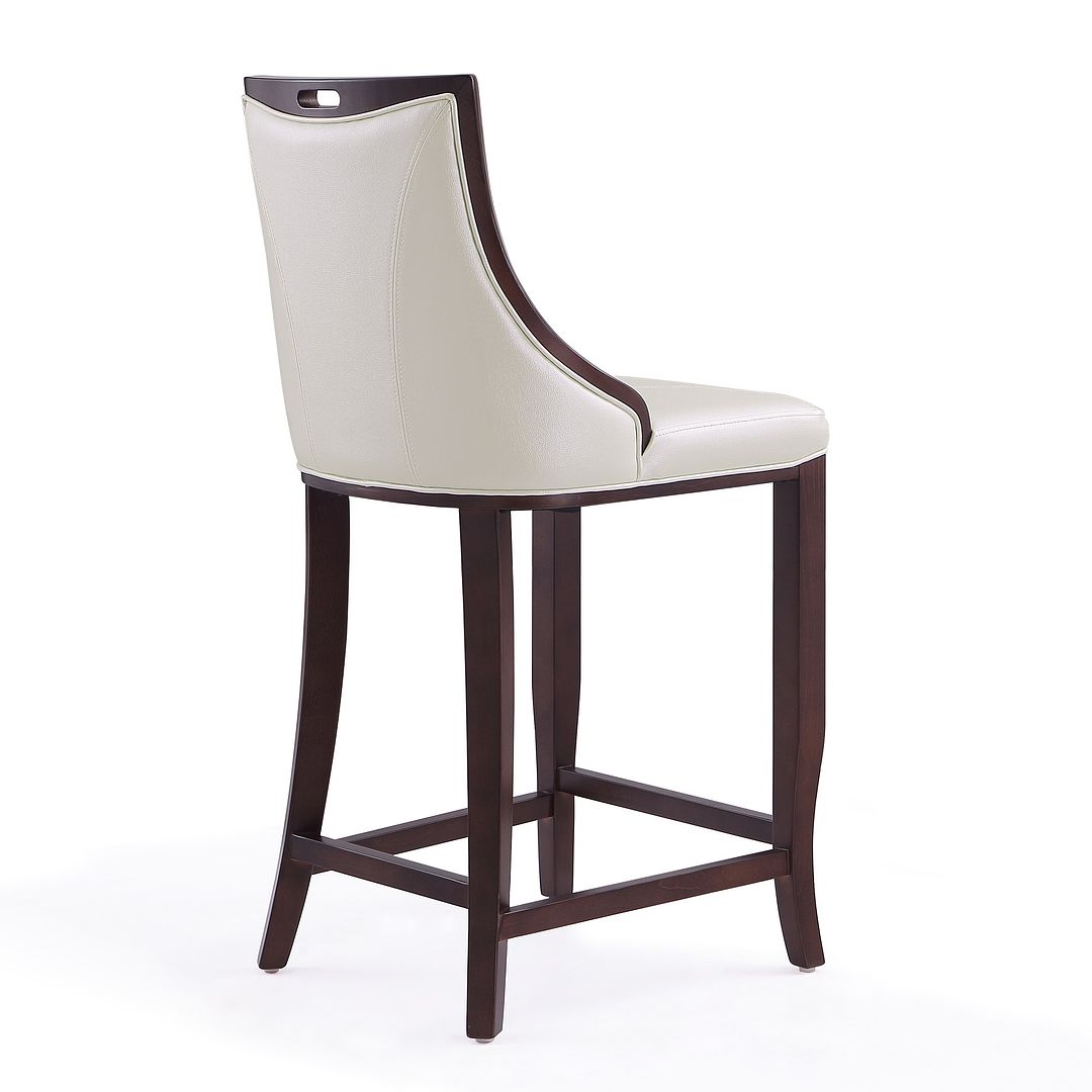 Manhattan Comfort Emperor 41"H Pearl White & Walnut Beech Wood Bar Stool