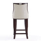 Manhattan Comfort Emperor 41"H Pearl White & Walnut Beech Wood Bar Stool