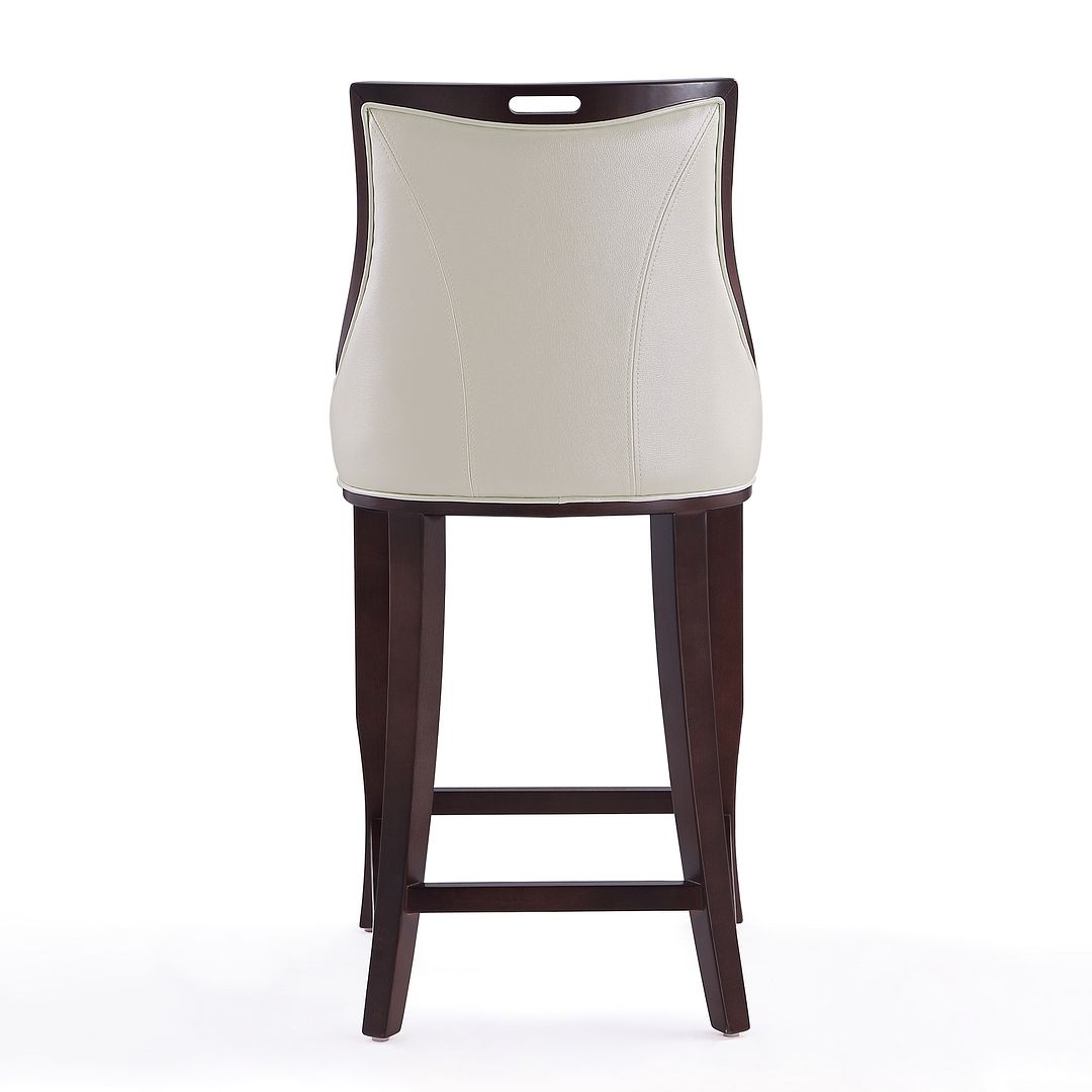 Manhattan Comfort Emperor 41"H Pearl White & Walnut Beech Wood Bar Stool