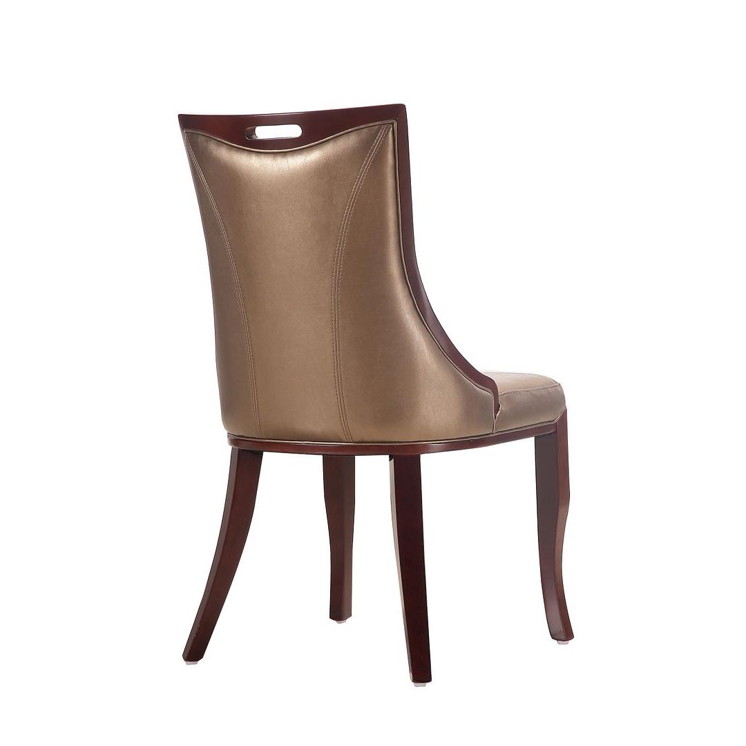 Manhattan Comfort Emperor Bronze & Walnut Faux Leather Dining Chairs In A Set Of 2