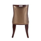 Manhattan Comfort Emperor Bronze & Walnut Faux Leather Dining Chairs In A Set Of 2