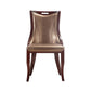 Manhattan Comfort Emperor Bronze & Walnut Faux Leather Dining Chairs In A Set Of 2