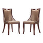 Manhattan Comfort Emperor Bronze & Walnut Faux Leather Dining Chairs In A Set Of 2