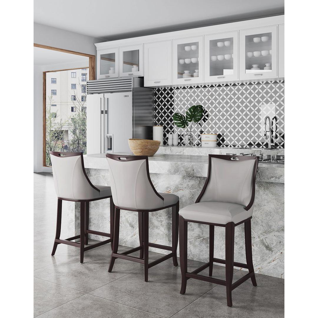 Manhattan Comfort Emperor Faux Leather Barstool In Light Gray