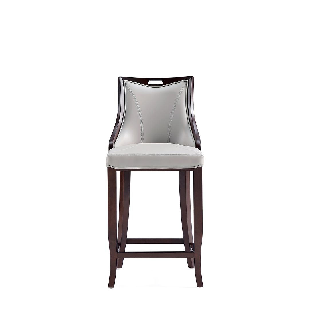 Manhattan Comfort Emperor Faux Leather Barstool In Light Gray