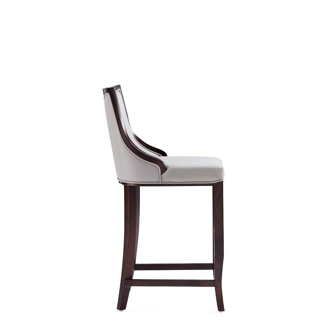 Manhattan Comfort Emperor Faux Leather Barstool In Light Gray