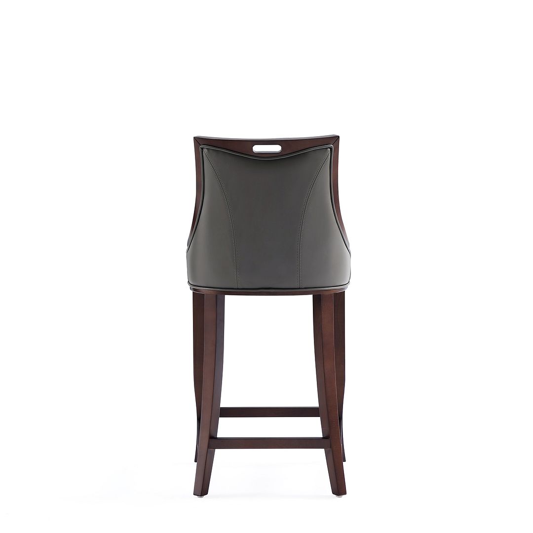 Manhattan Comfort Emperor Faux Leather Barstool In Pebble Gray