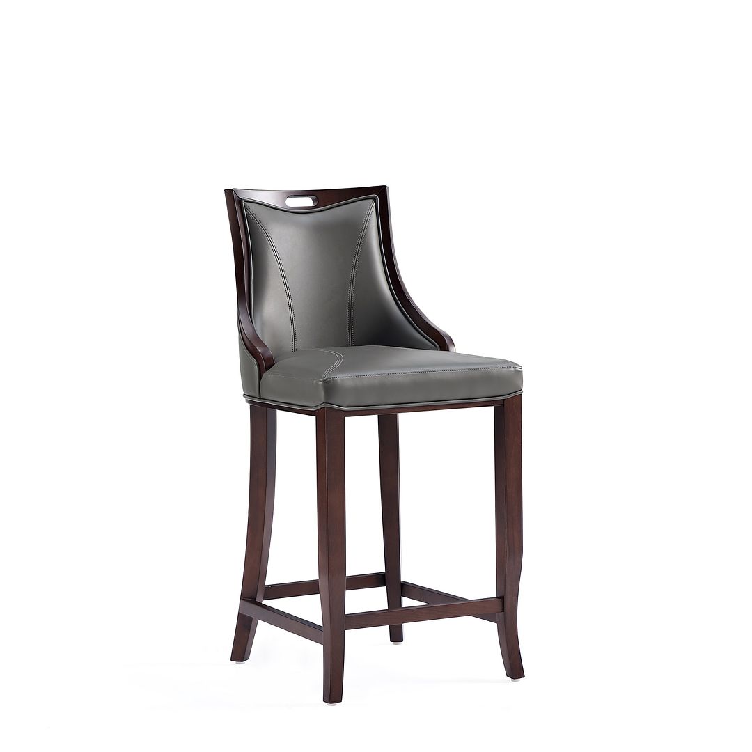 Manhattan Comfort Emperor Faux Leather Barstool In Pebble Gray