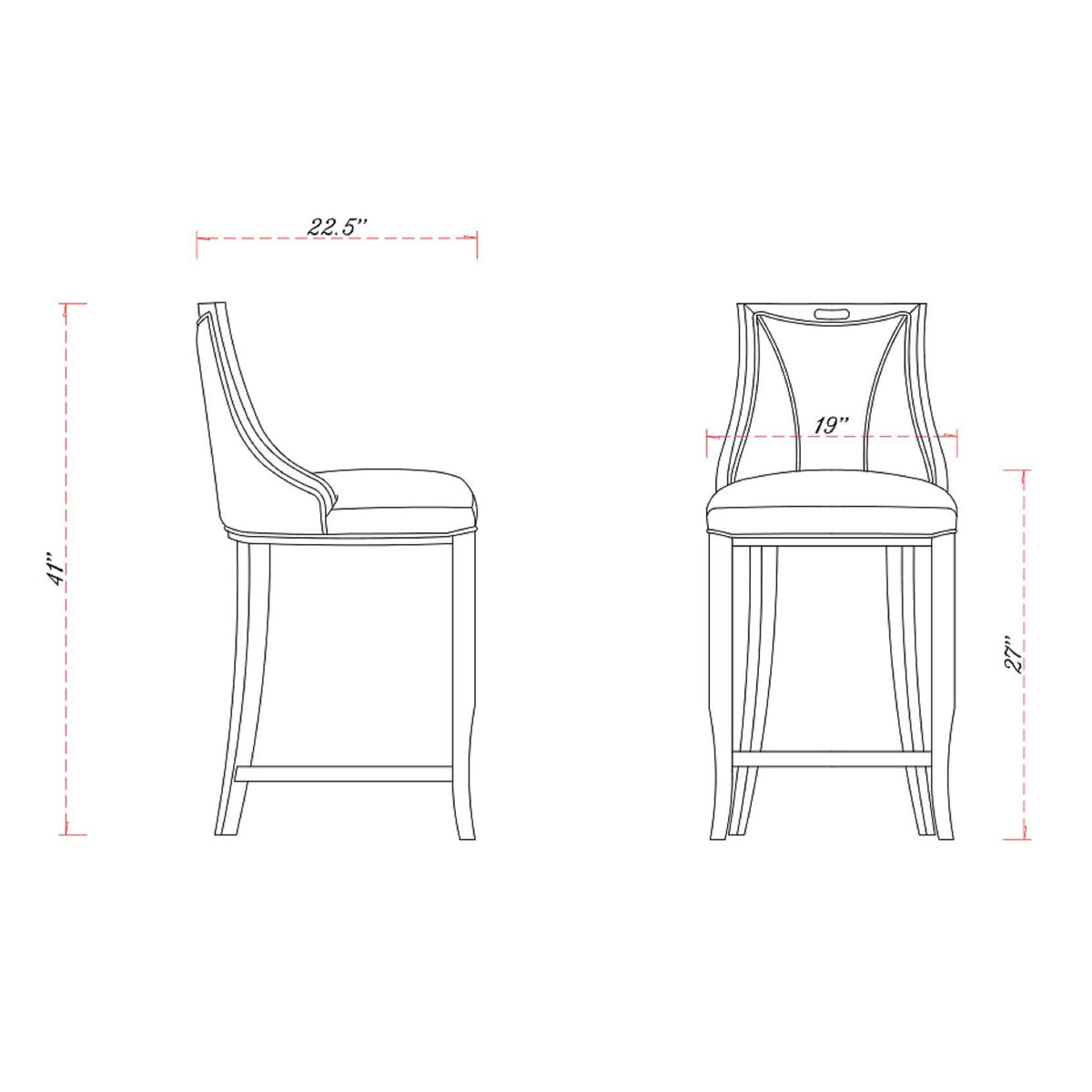 Manhattan Comfort Emperor Faux Leather Pebble Gray Barstool In A Set Of 2