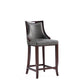 Manhattan Comfort Emperor Faux Leather Pebble Gray Barstool In A Set Of 2