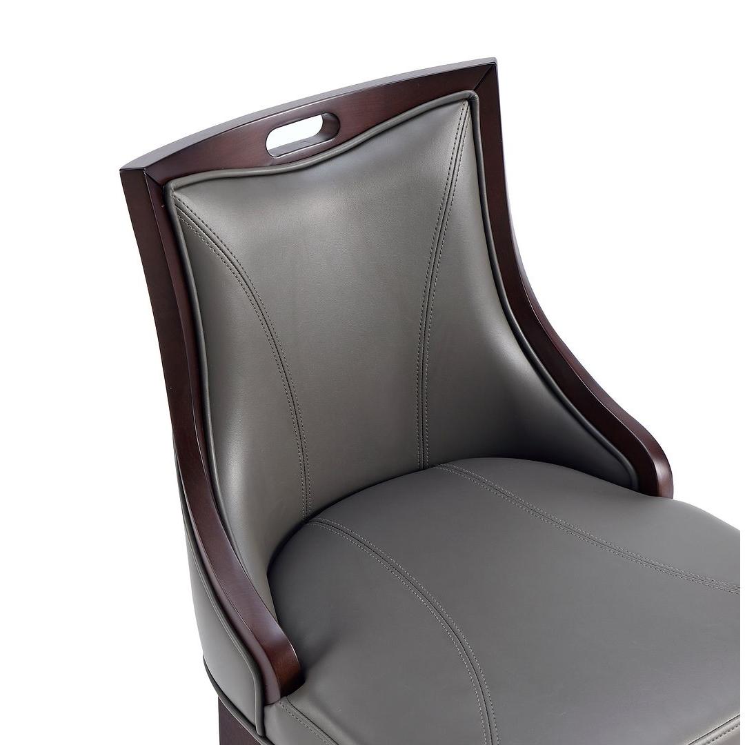 Manhattan Comfort Emperor Faux Leather Pebble Gray Barstool In A Set Of 2