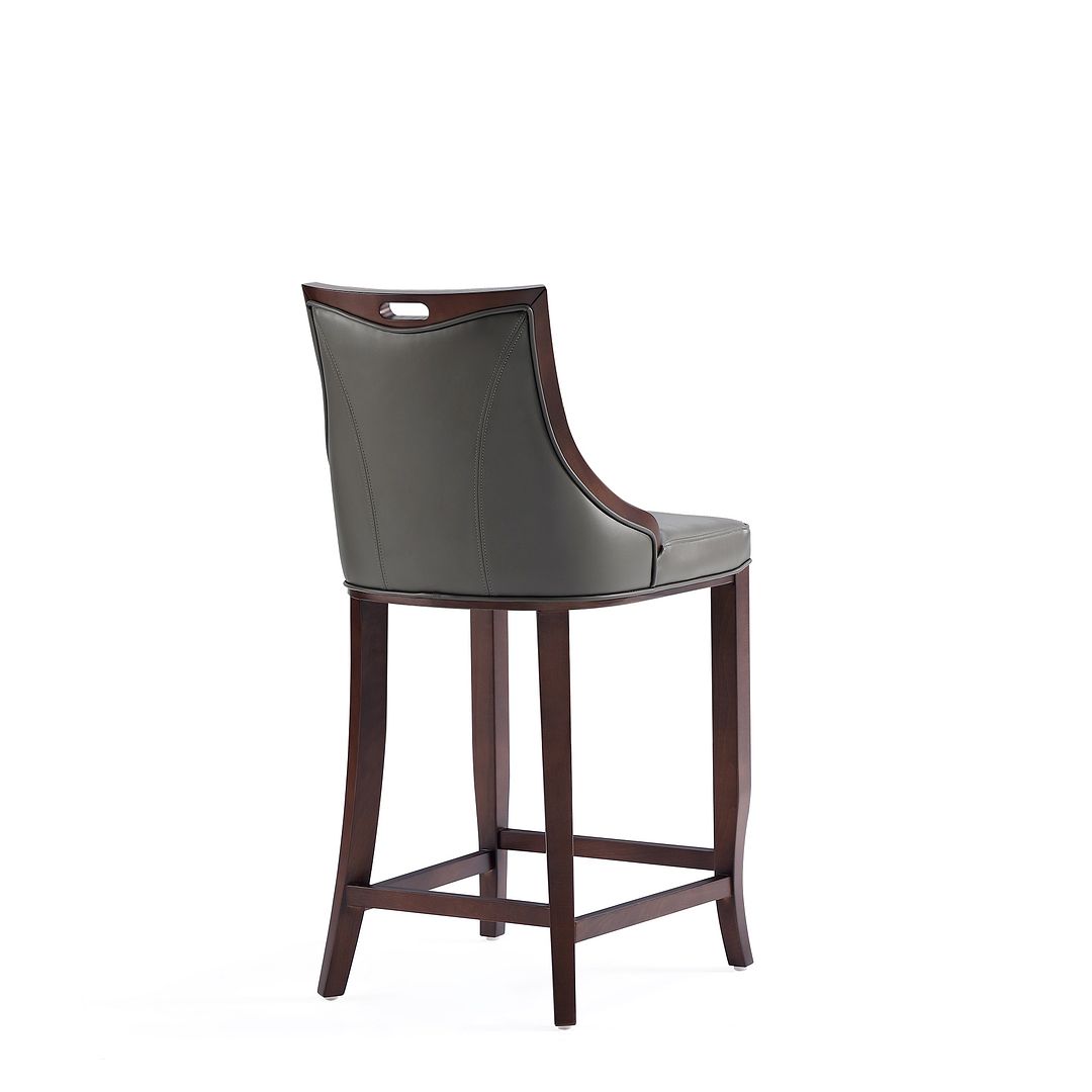 Manhattan Comfort Emperor Faux Leather Pebble Gray Barstool In A Set Of 2