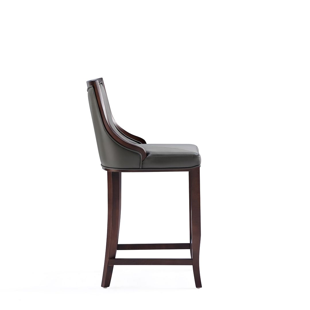 Manhattan Comfort Emperor Faux Leather Pebble Gray Barstool In A Set Of 2